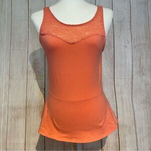 Express Coral Orange Lace Tank Top Size M Preowned